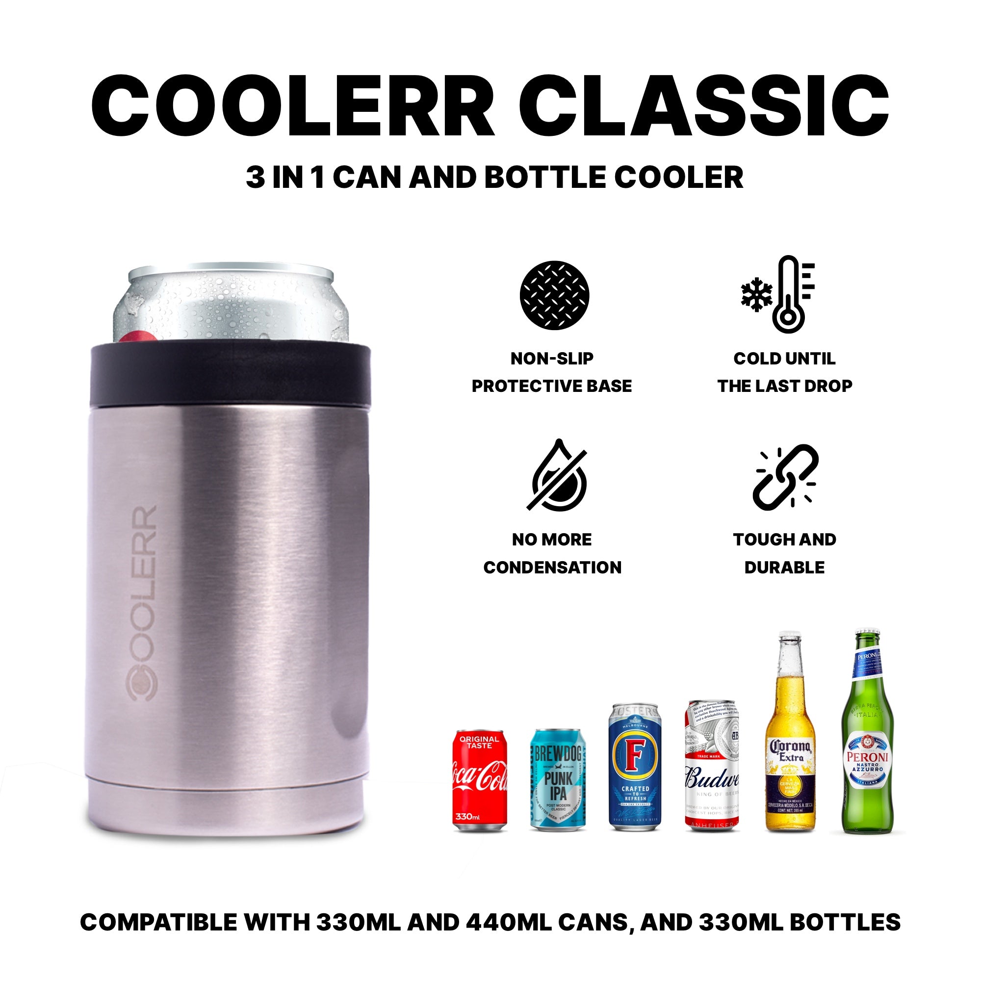 Stainless Steel Beer Bottle Can Koozie BPA Free Double Insulated